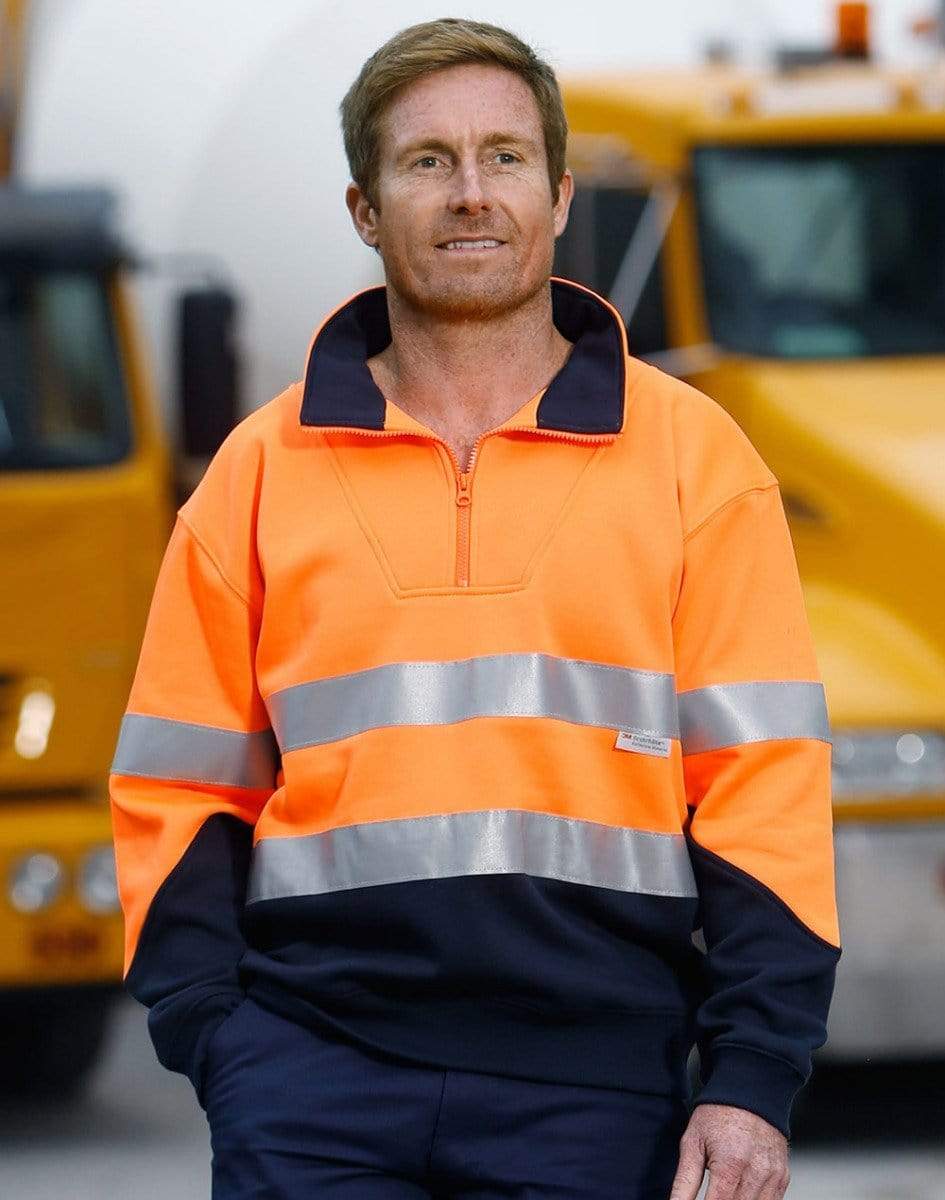 Hi-vis Long Sleeve Fleece Sweat SW14 Work Wear Australian Industrial Wear   